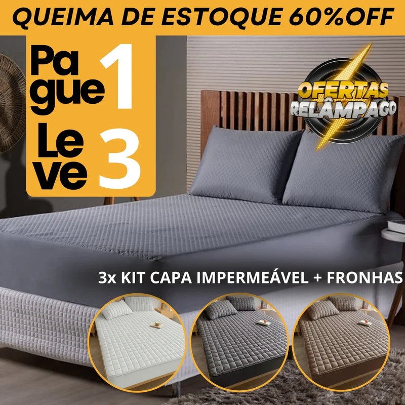 [PAGUE 1, LEVE 3] HydraSoft™ Jogo de Cama Impermeável Premium – Capa + 2 Fronhas