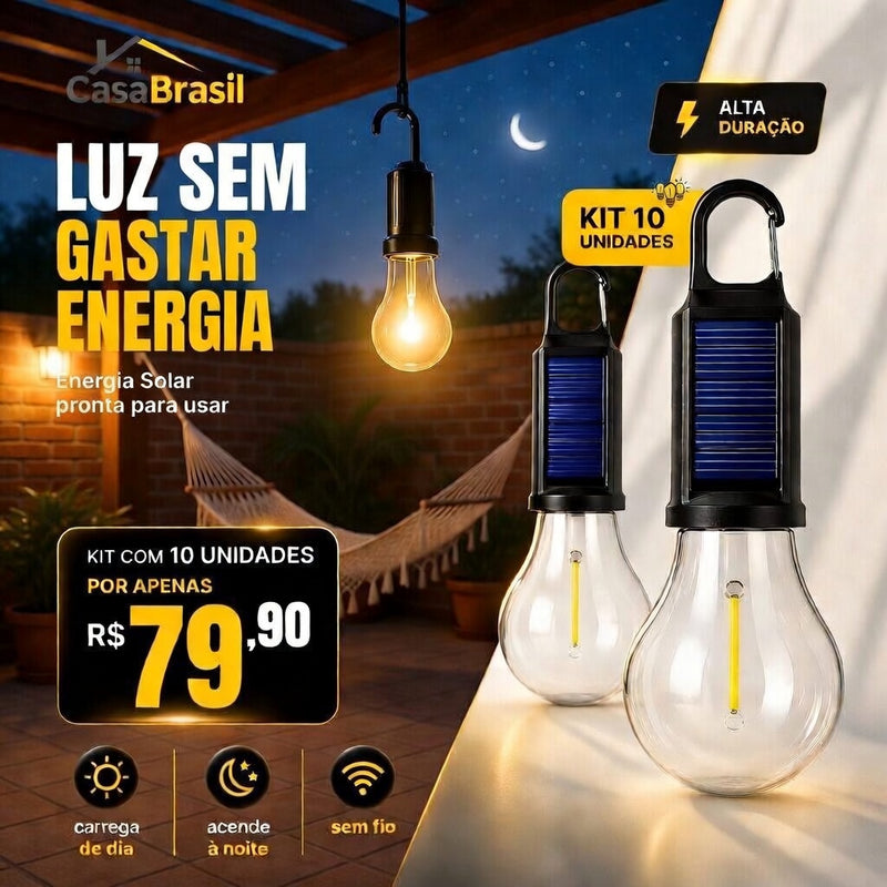 Kit 10 Lâmpada LED Solar ProLight - Energia Solar Duradoura e Impermeável