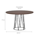 Mesa de Jantar Redonda Linhas Amêndoa e Preta 120 cm
