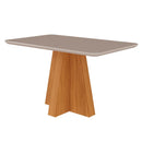 Mesa de Jantar Retangular com Tampo de Vidro Maite Off White e Nature 130 cm