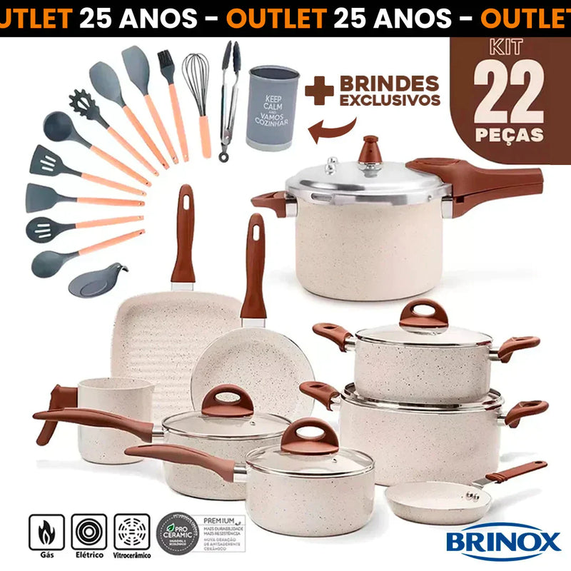 Jogo Completo 9 Panelas Ceramic Вrіnох® Life Smart Plus + 13 Utensílios de BRINDE